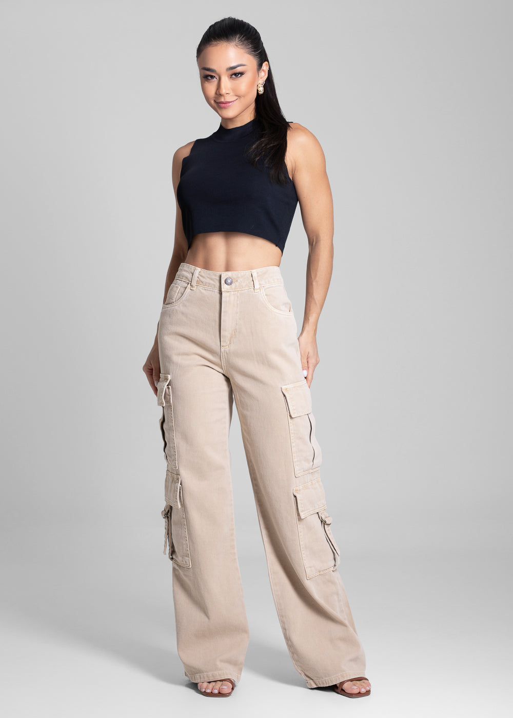 Calça Sarja Sawary Wide Leg - 282160 BEGE