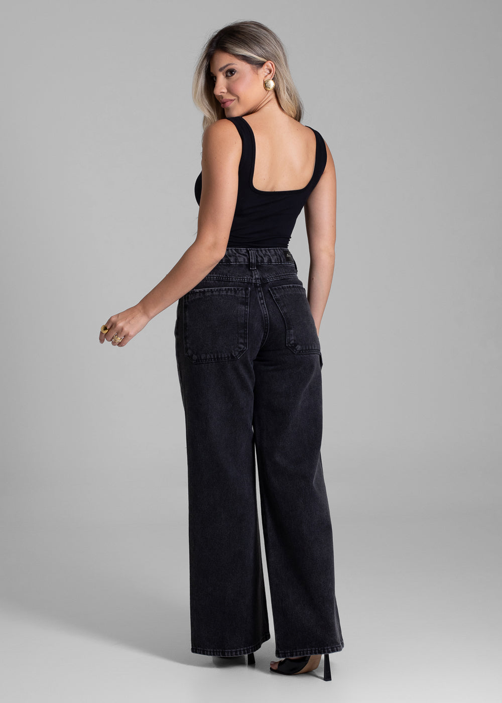 Calça Jeans Sawary Wide Leg - 282178 PRETO
