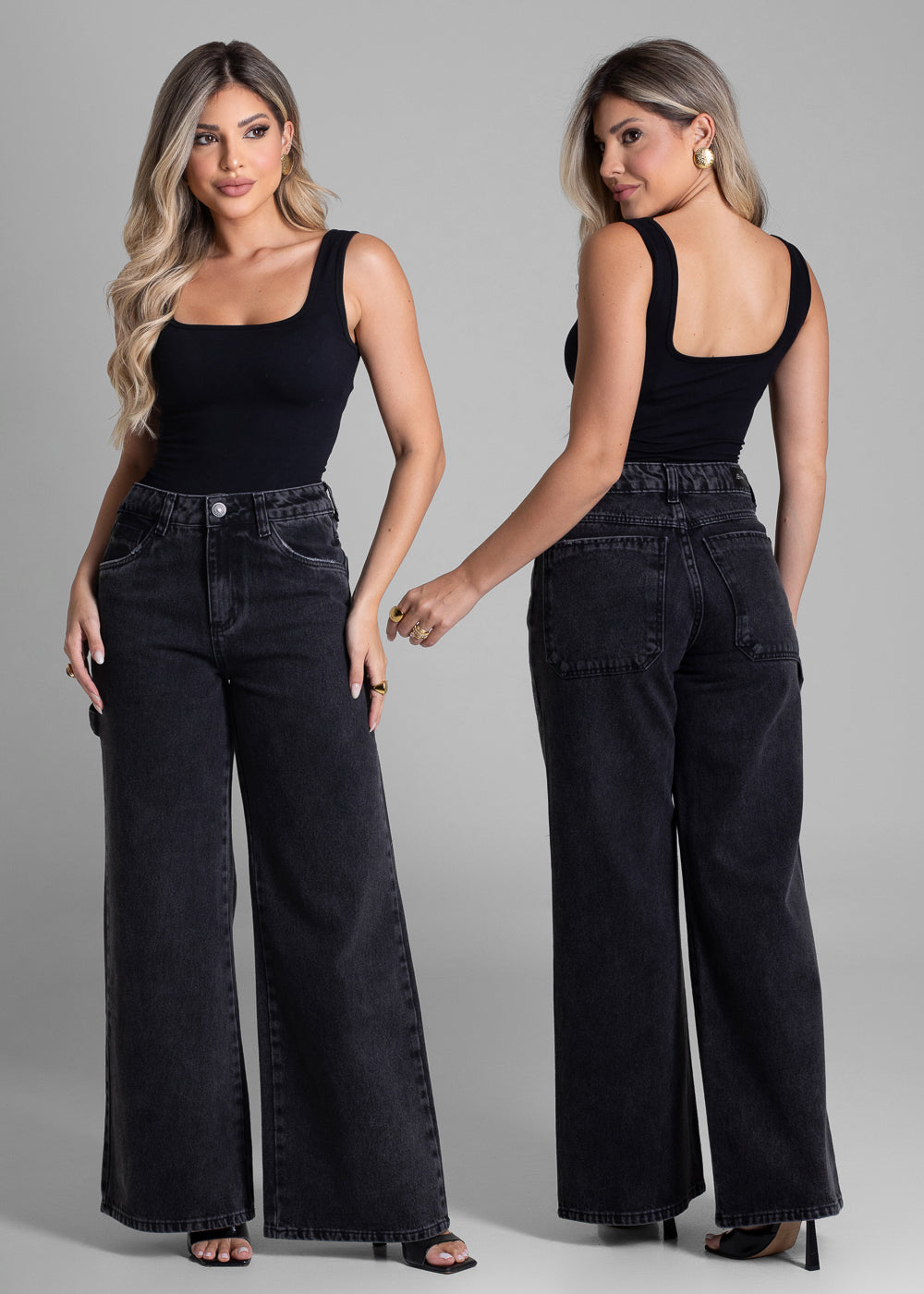 Calça Jeans Sawary Wide Leg - 282178 PRETO