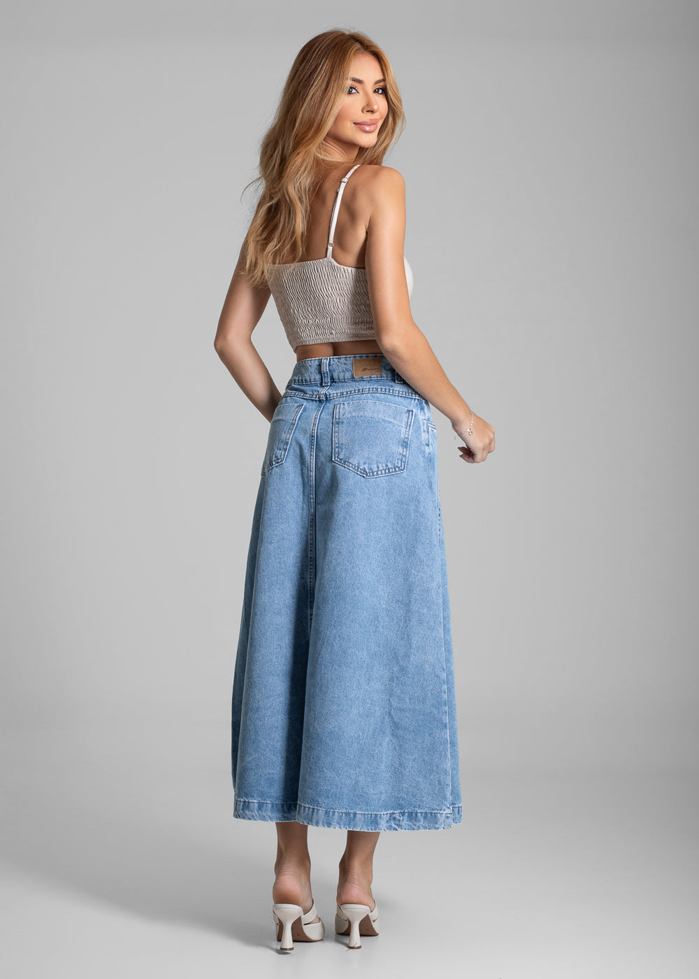 Saia Jeans Sawary Midi - 282219 AZUL