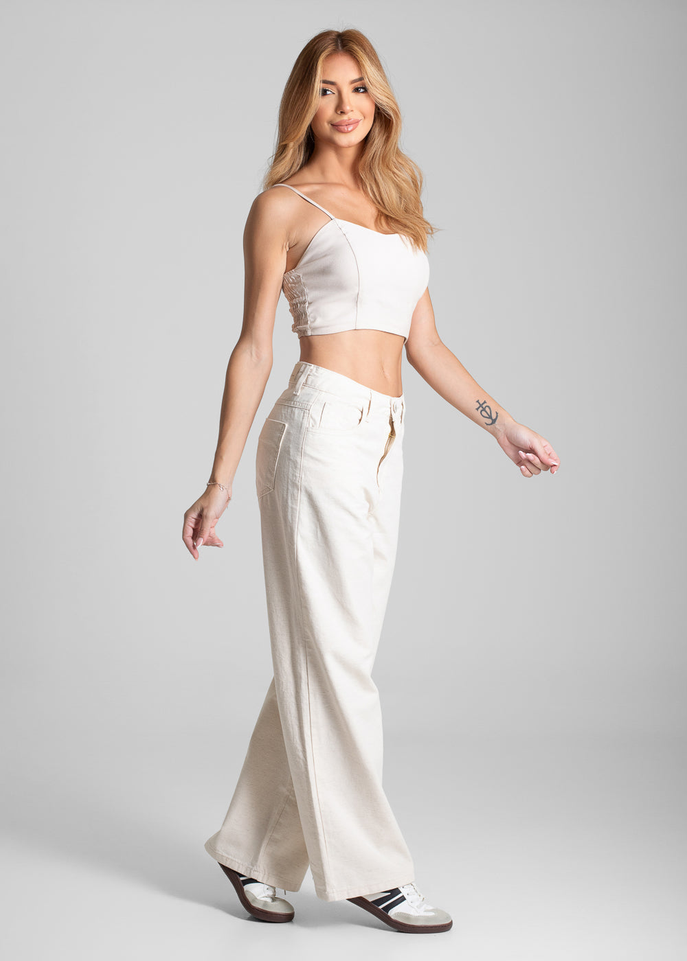 Calça Linho Sawary Wide Leg Petit - 282246 OFF WHITE