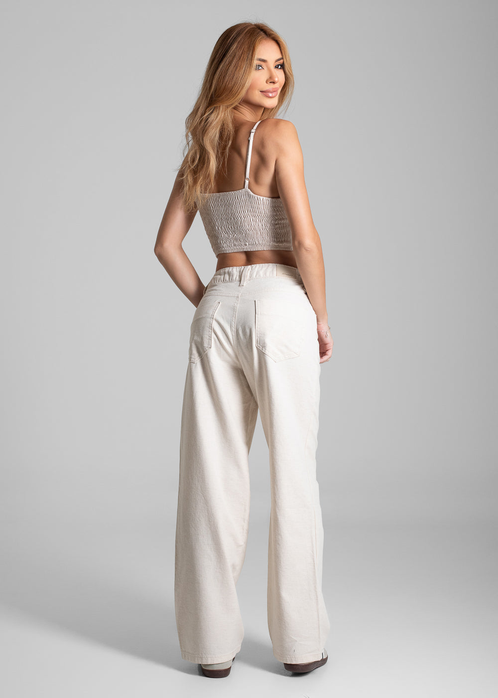 Calça Linho Sawary Wide Leg Petit - 282246 OFF WHITE