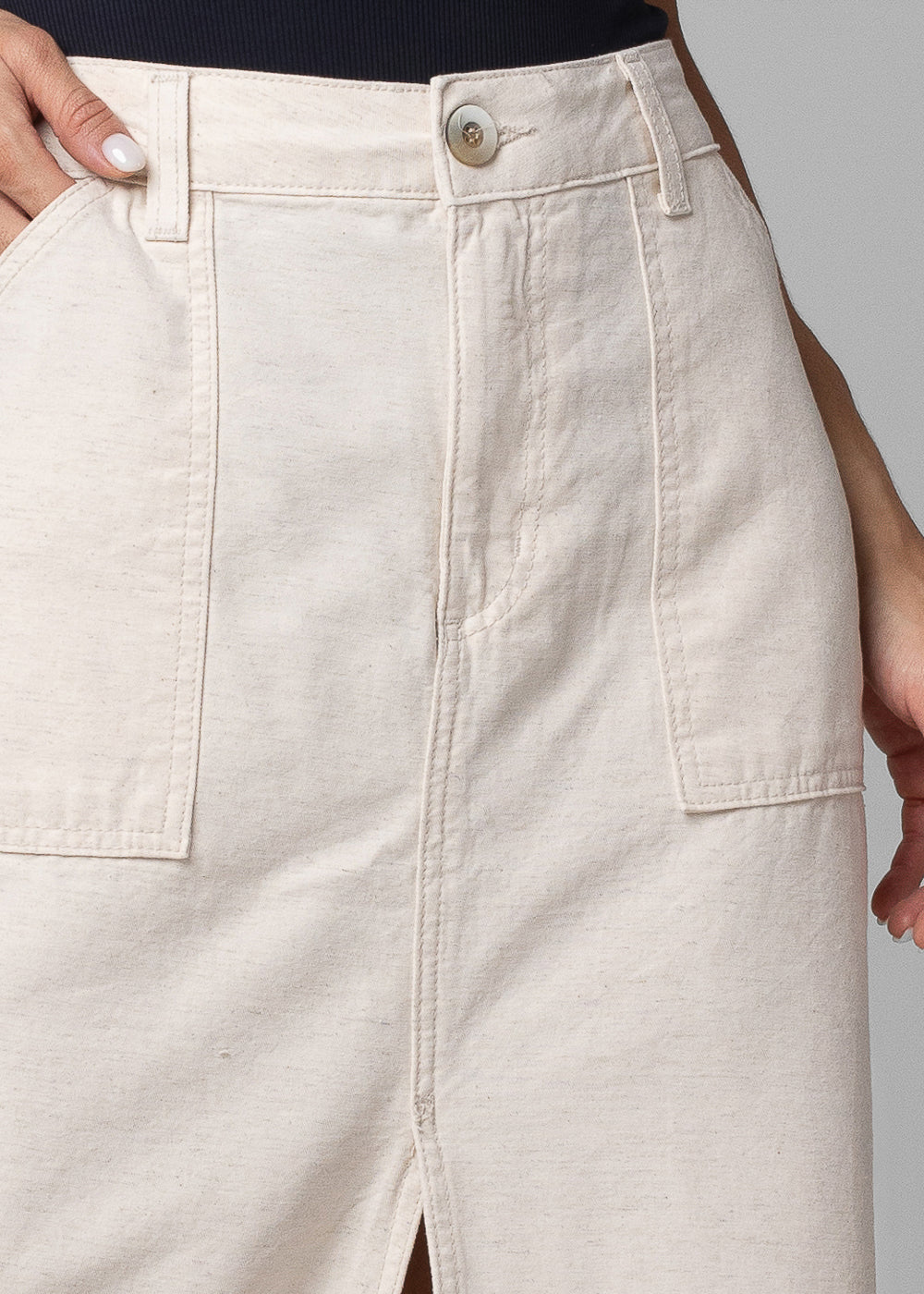 Saia Linho Sawary Midi - 282248 OFF WHITE