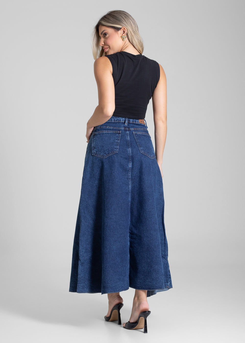 Saia Jeans Sawary Midi - 282251 AZUL