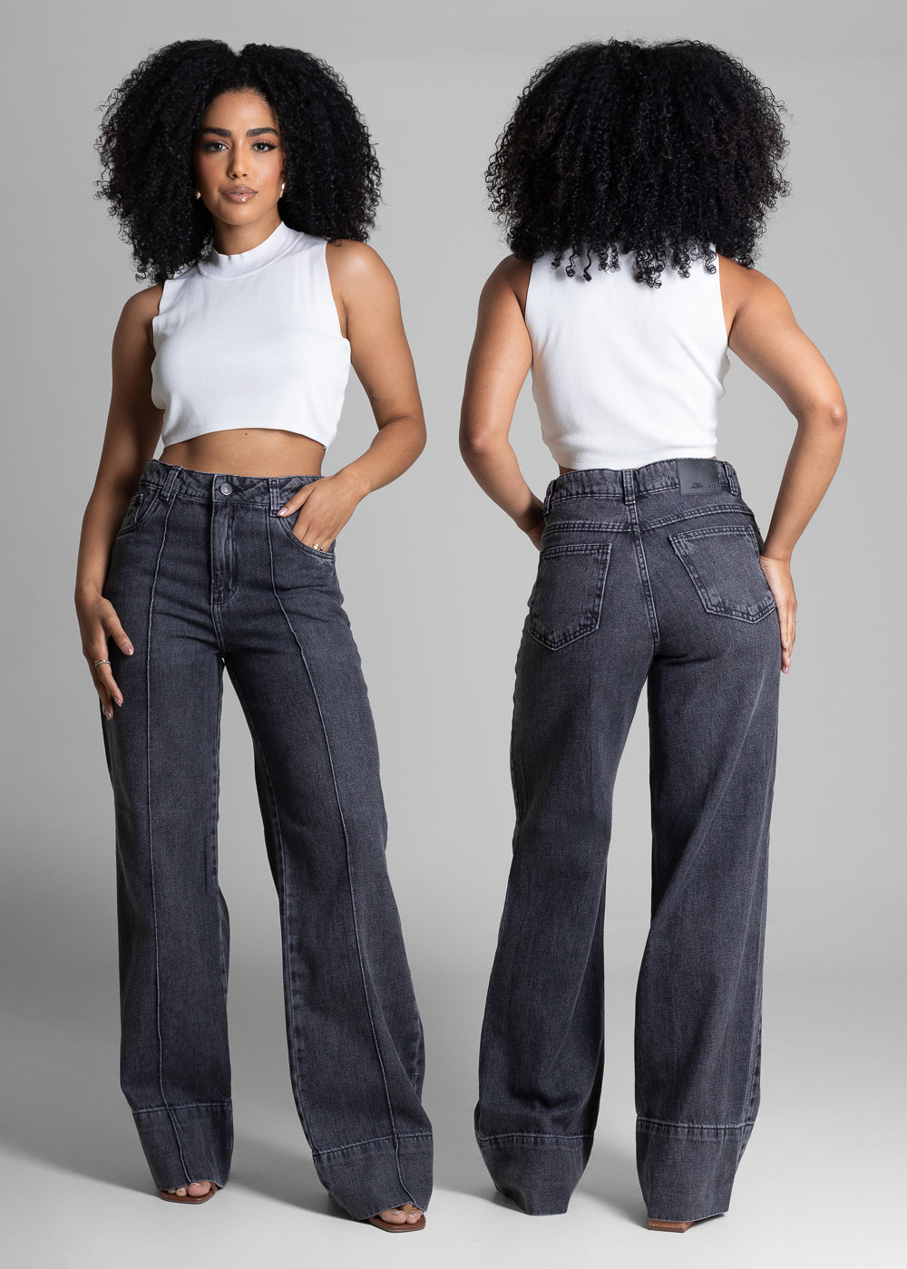 Calça Jeans Sawary Wide Leg - 282288 PRETO