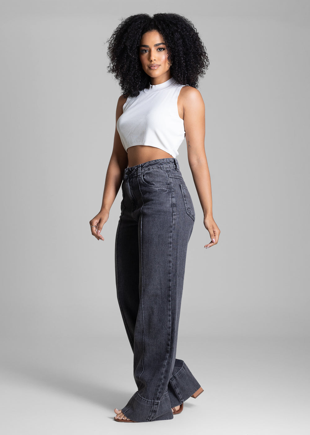 Calça Jeans Sawary Wide Leg - 282288 PRETO