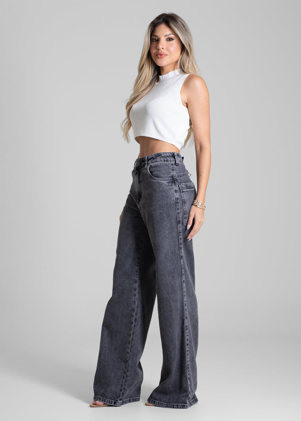 Calça Jeans Sawary Wide Leg - 282295 PRETO