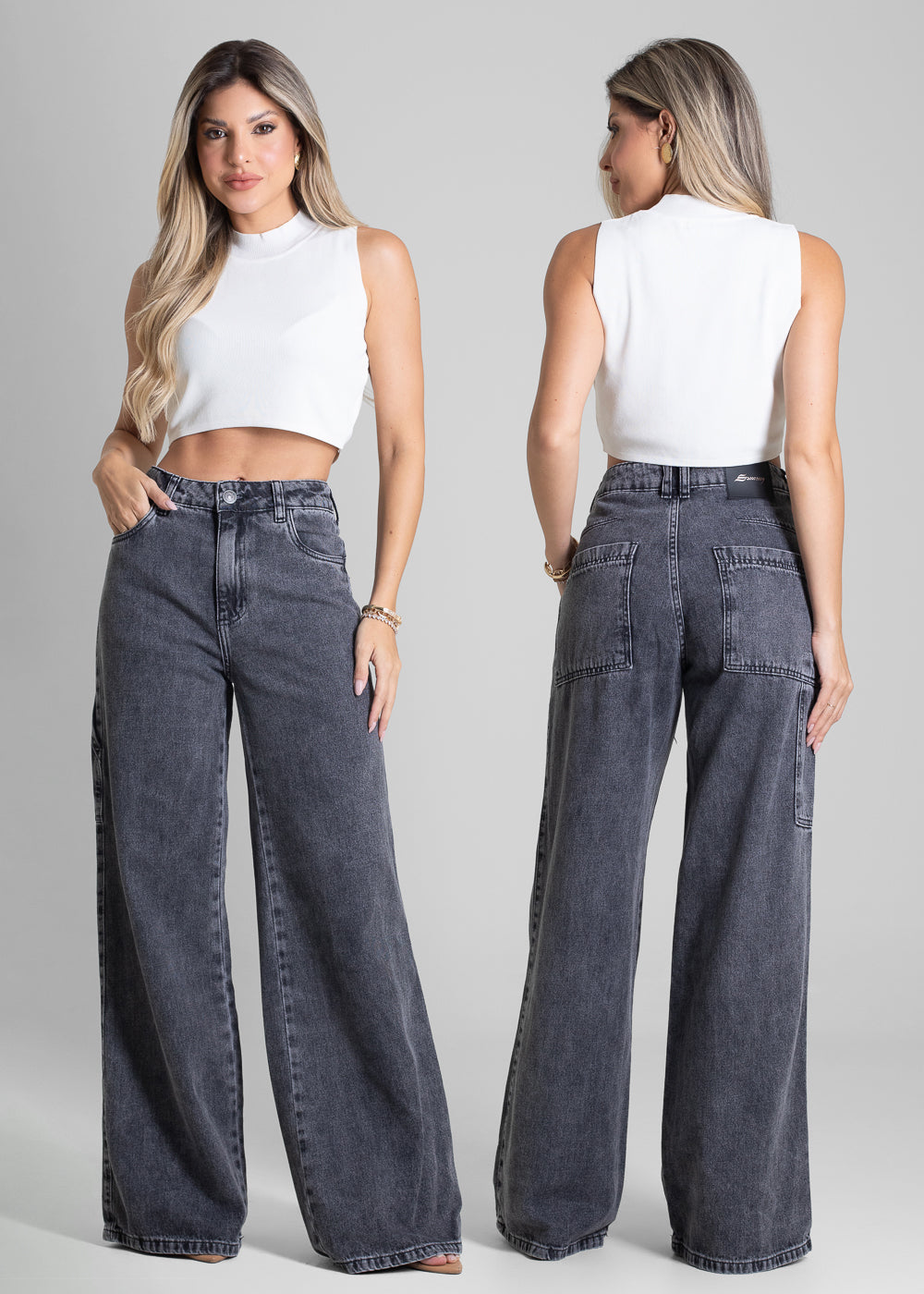 Calça Jeans Sawary Wide Leg - 282295 PRETO