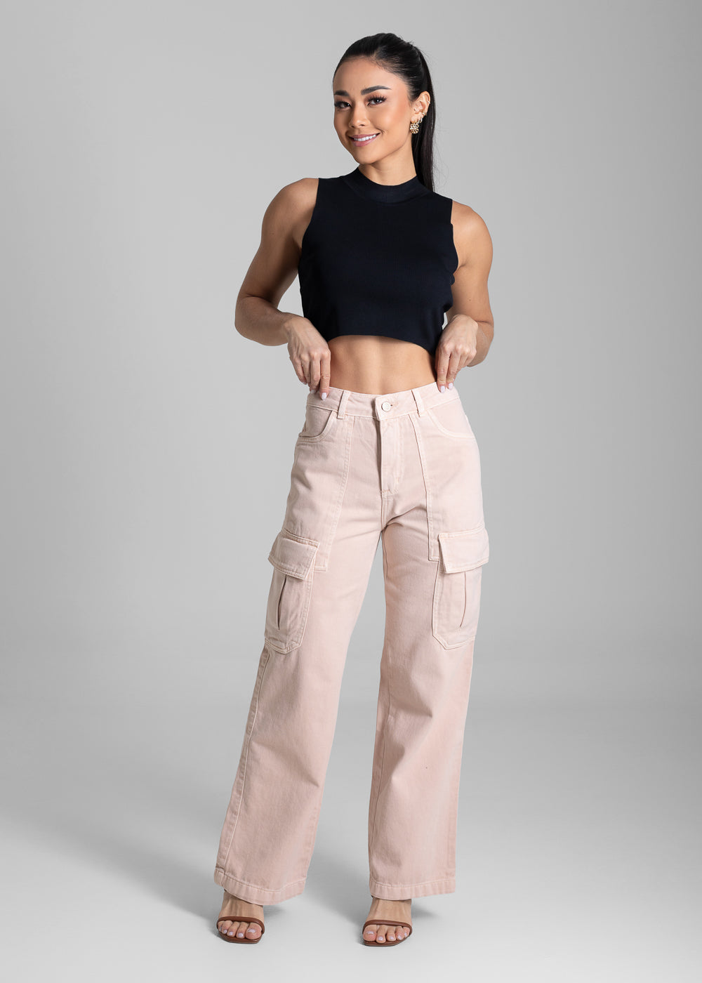 Calça Sarja Sawary Wide Leg - 282296 SALMAO