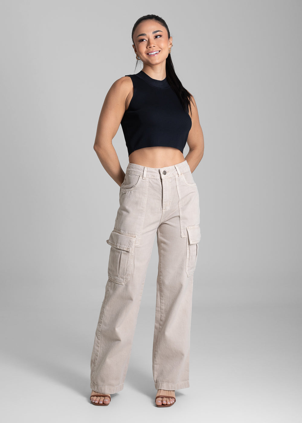 Calça Sarja Sawary Wide Leg - 282297 BEGE