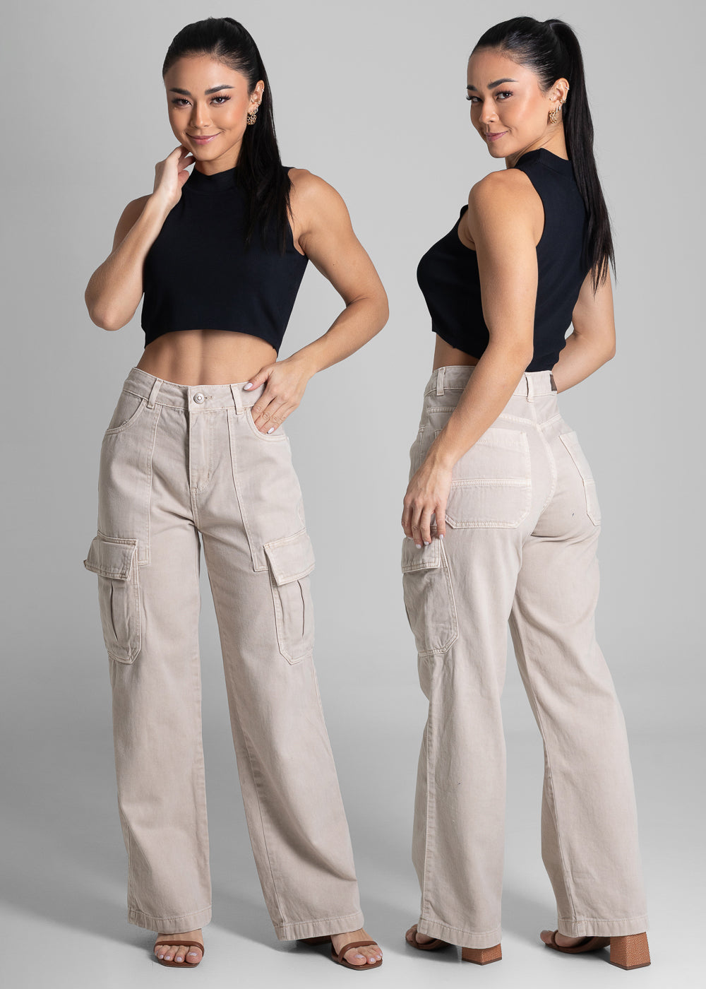 Calça Sarja Sawary Wide Leg - 282297 BEGE