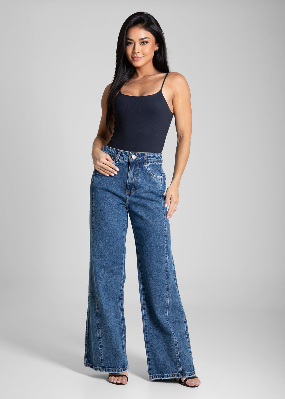 Calça Jeans Sawary Wide Leg Petit - 282302 AZUL
