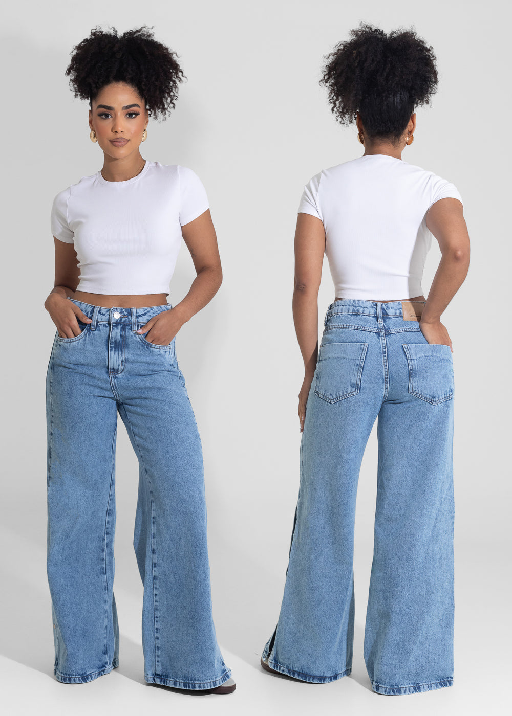 Calça Jeans Sawary Wide Leg Petit - 282303 AZUL
