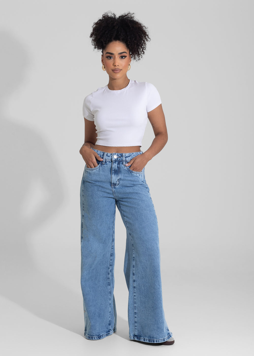 Calça Jeans Sawary Wide Leg Petit - 282303 AZUL