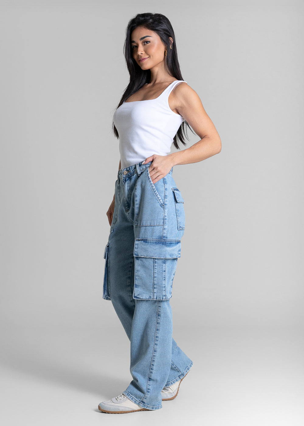 Calça Jeans Sawary Reta Petit Cargo - 282310 AZUL