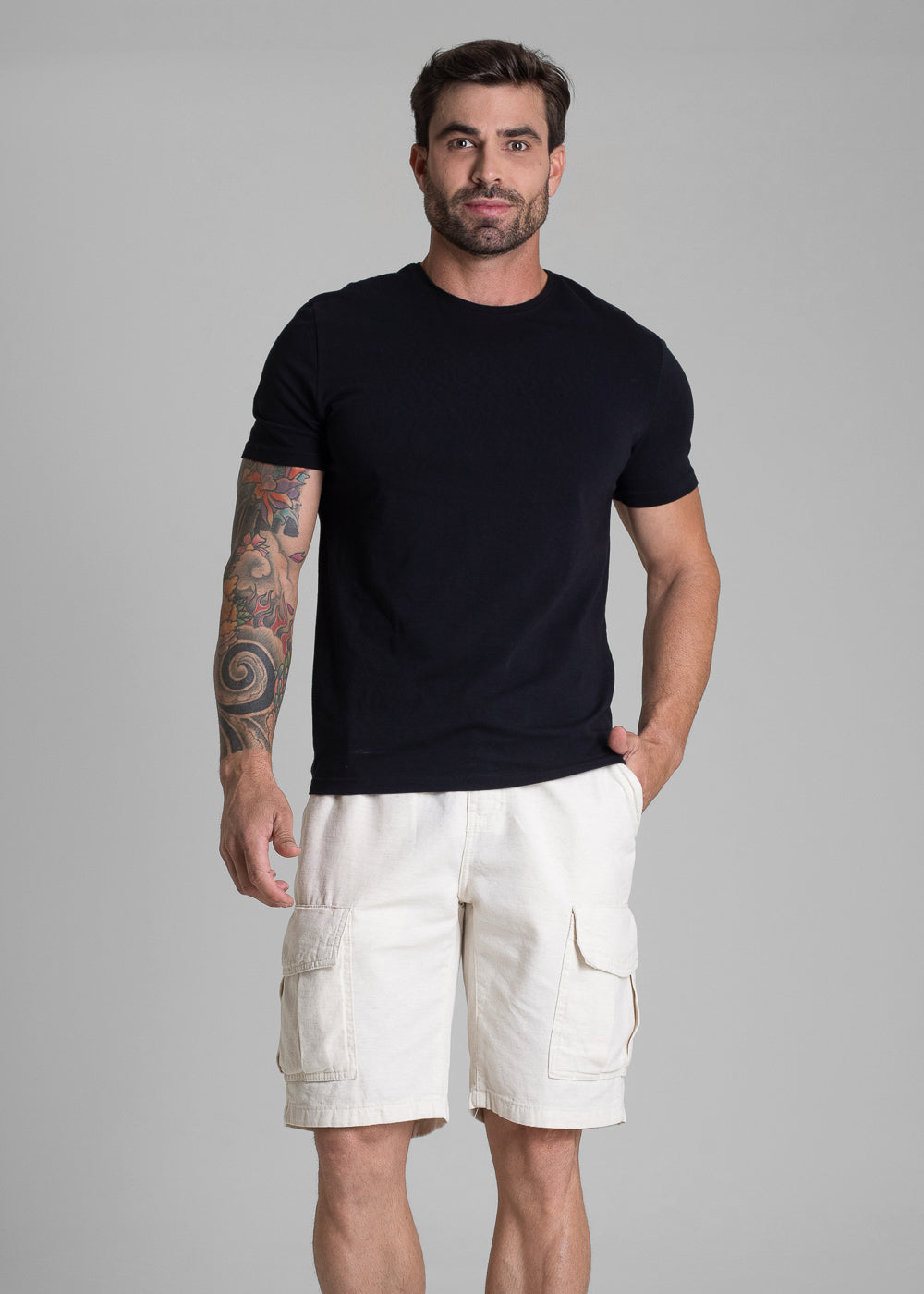 Bermuda Linho Cargo Sawary - 282378 OFF WHITE