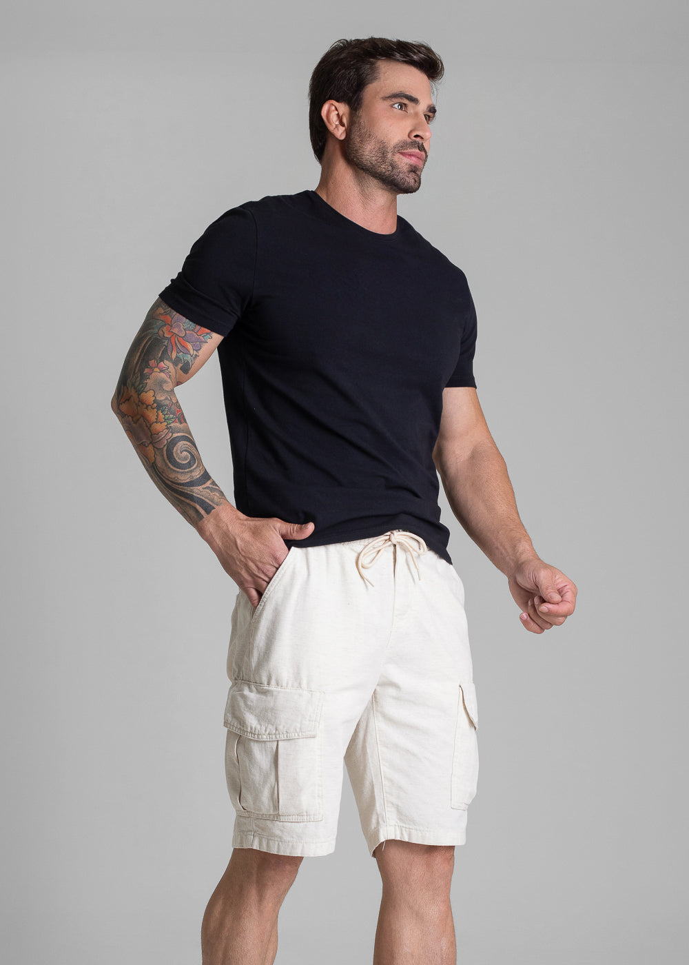 Bermuda Linho Cargo Sawary - 282378 OFF WHITE
