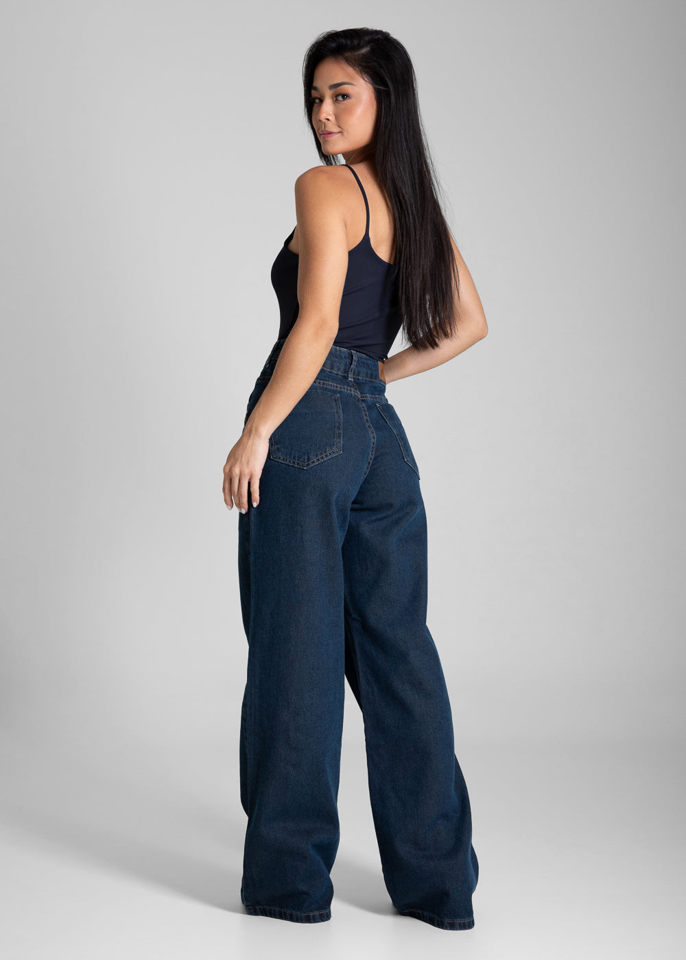 Calça Jeans Sawary Wide Leg Petit Strass - 282397 AZUL