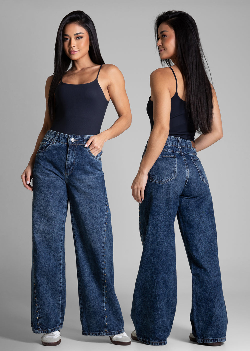 Calça Jeans Sawary Wide Leg Petit - 282398 AZUL