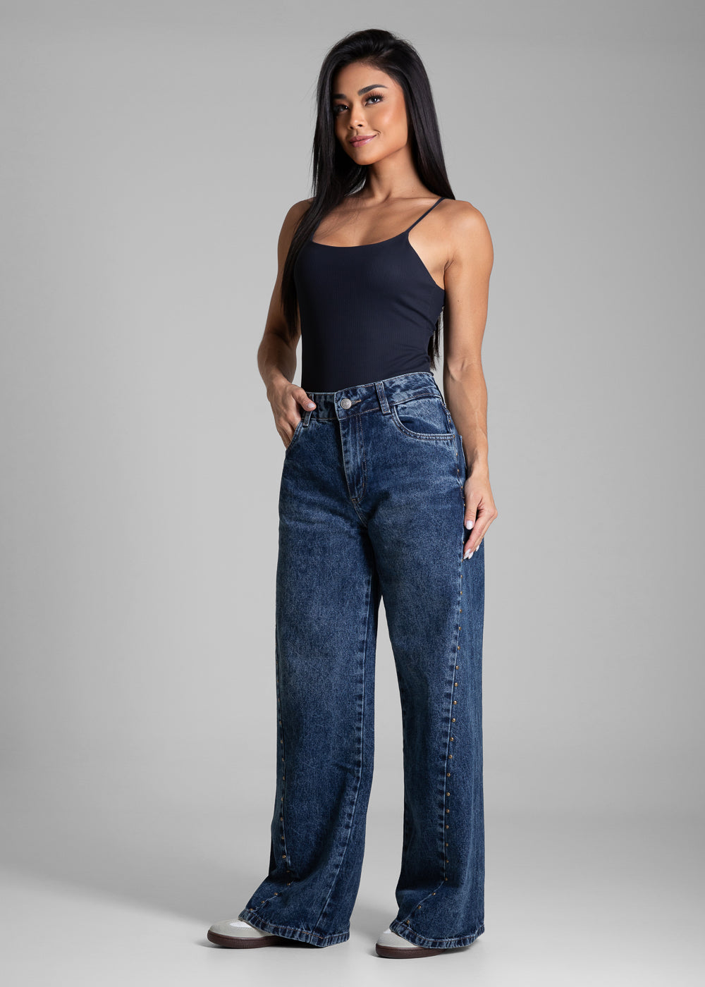Calça Jeans Sawary Wide Leg Petit - 282398 AZUL