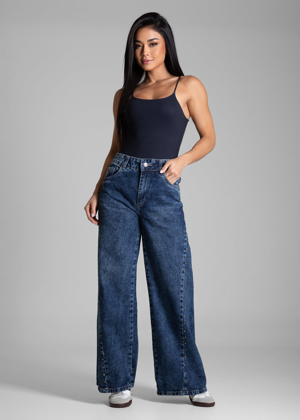 Calça Jeans Sawary Wide Leg Petit - 282398 AZUL