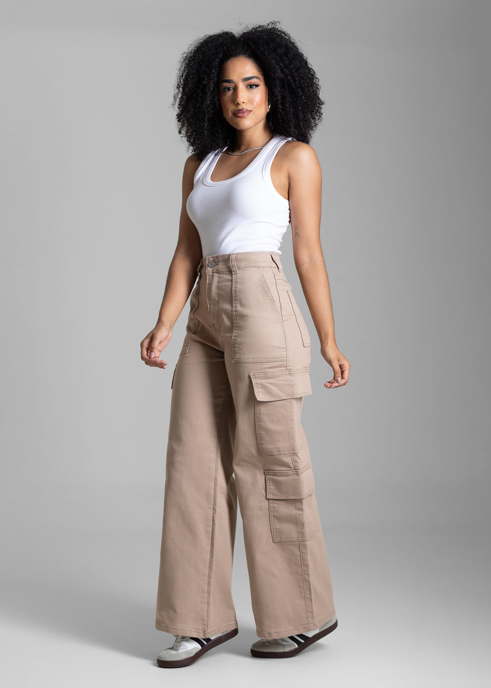 Calça Sarja Sawary Wide Leg Petit - 282418 BEGE