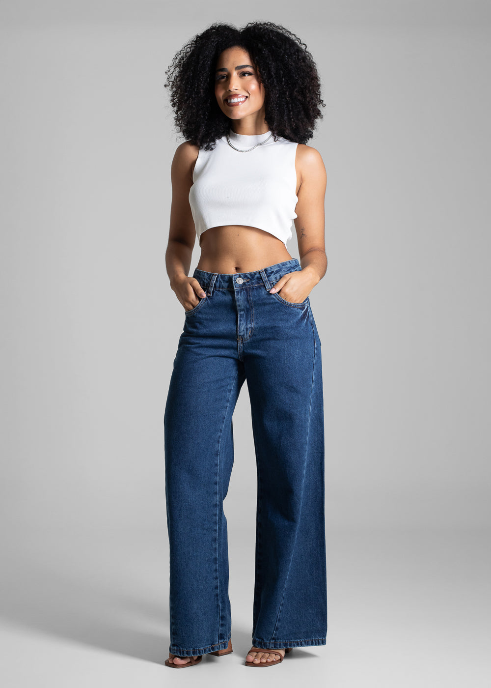 Calça Jeans Sawary Wide Leg Petit - 282468 AZUL