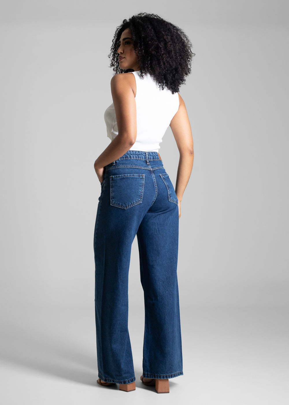 Calça Jeans Sawary Wide Leg Petit - 282468 AZUL