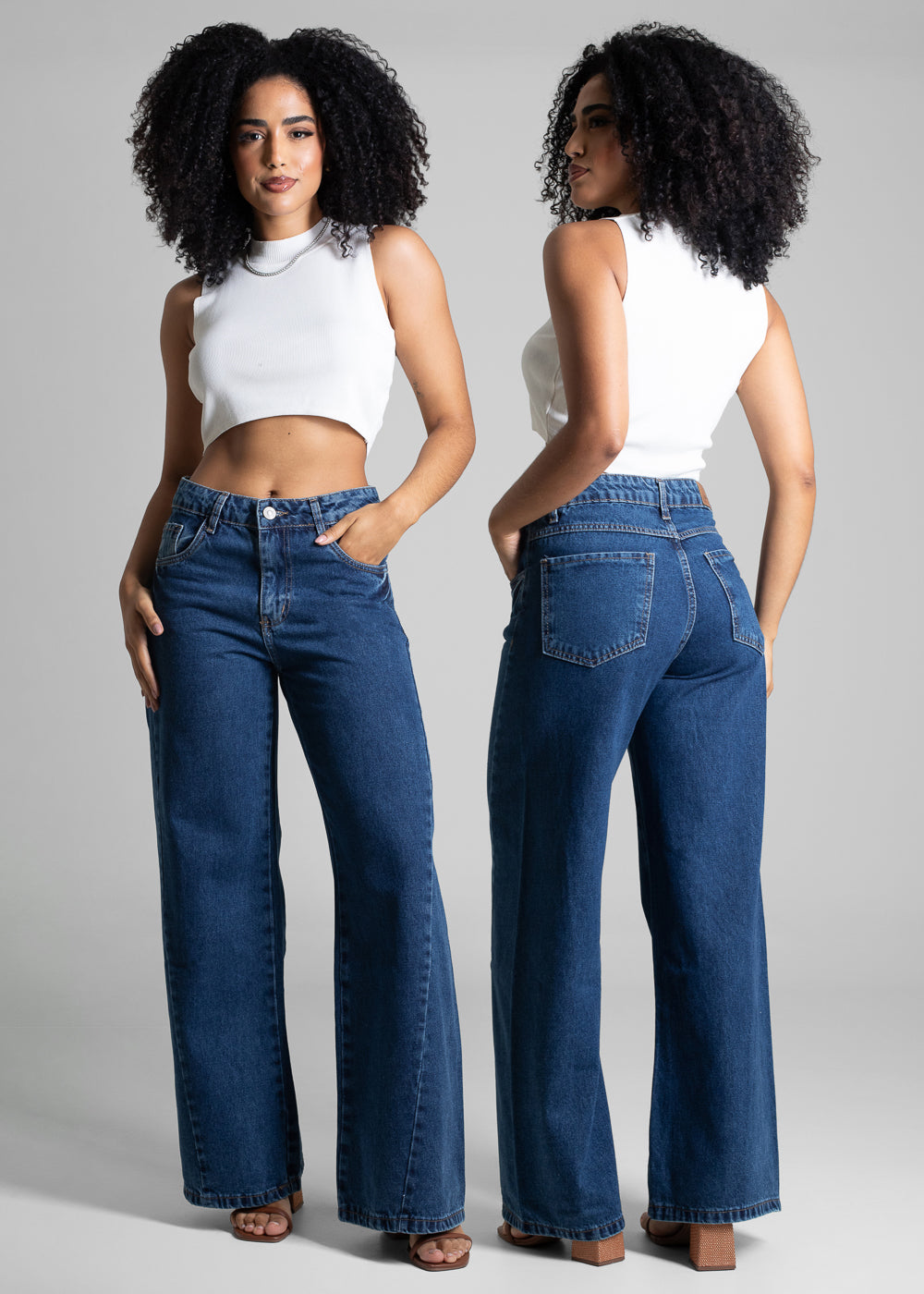 Calça Jeans Sawary Wide Leg Petit - 282468 AZUL