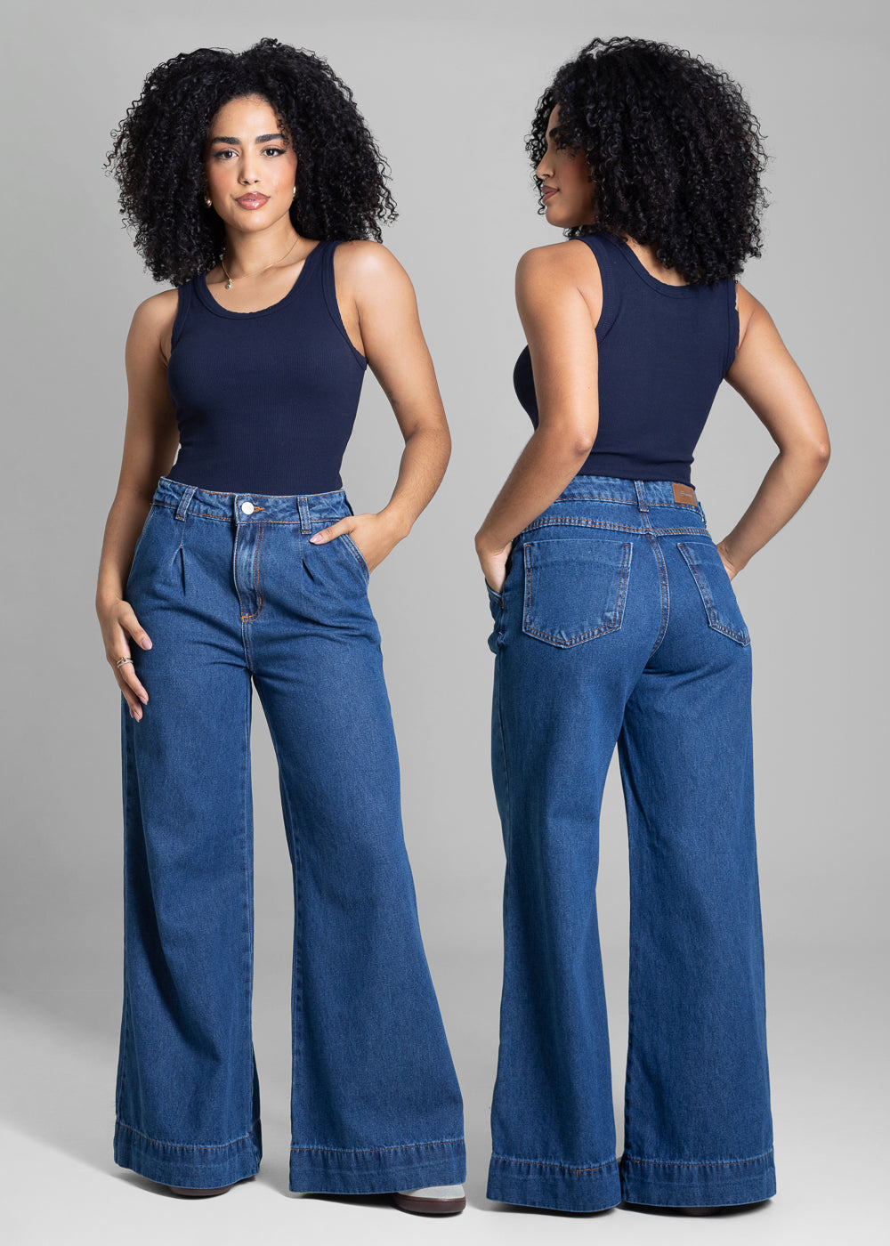 Calça Jeans Sawary Wide Leg Petit - 282470 AZUL