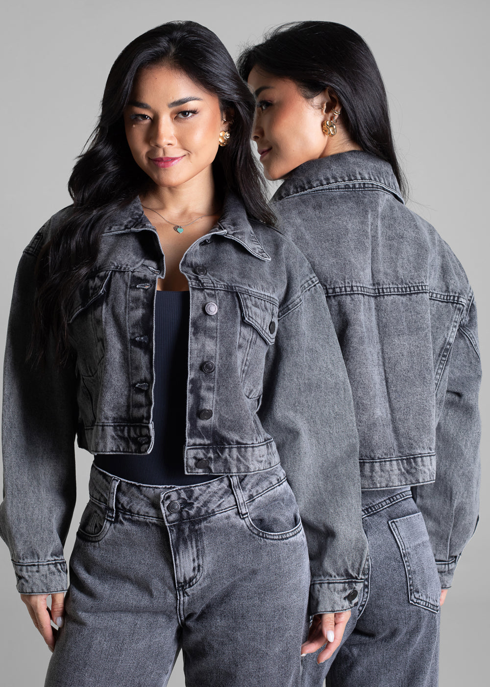 Jaqueta Jeans Sawary - 282490 PRETO