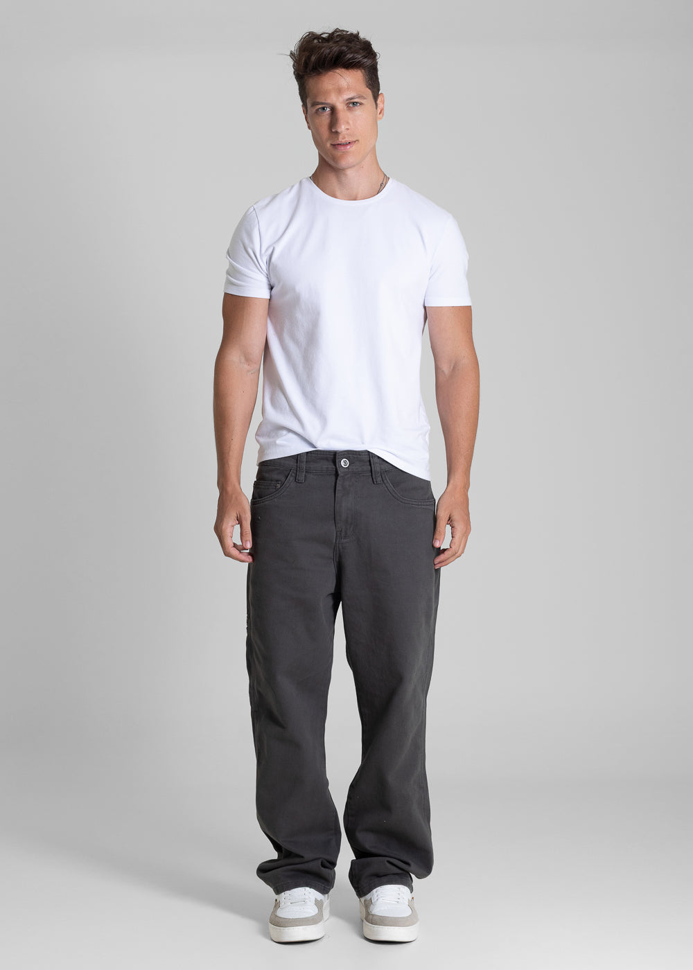Calça Sarja Sawary Relaxed - 282494 CINZA CHUMBO