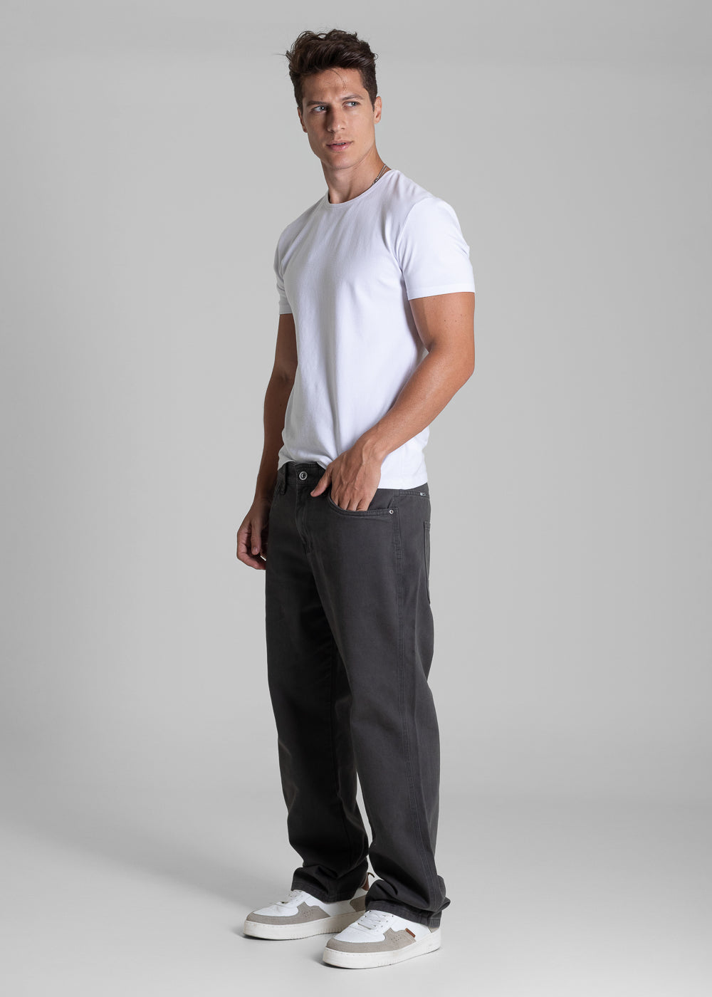Calça Sarja Sawary Relaxed - 282494 CINZA CHUMBO