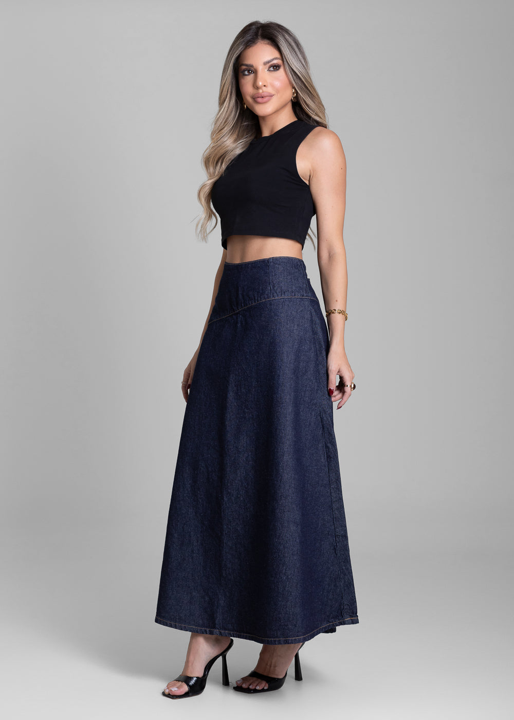 Saia Jeans Sawary Midi - 282505 AZUL