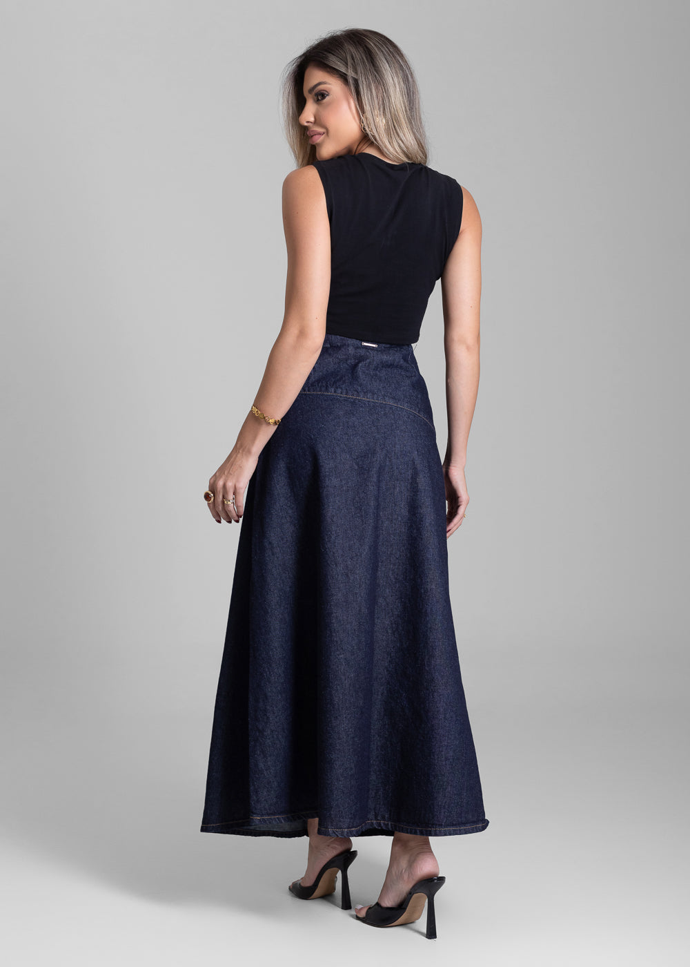 Saia Jeans Sawary Midi - 282505 AZUL