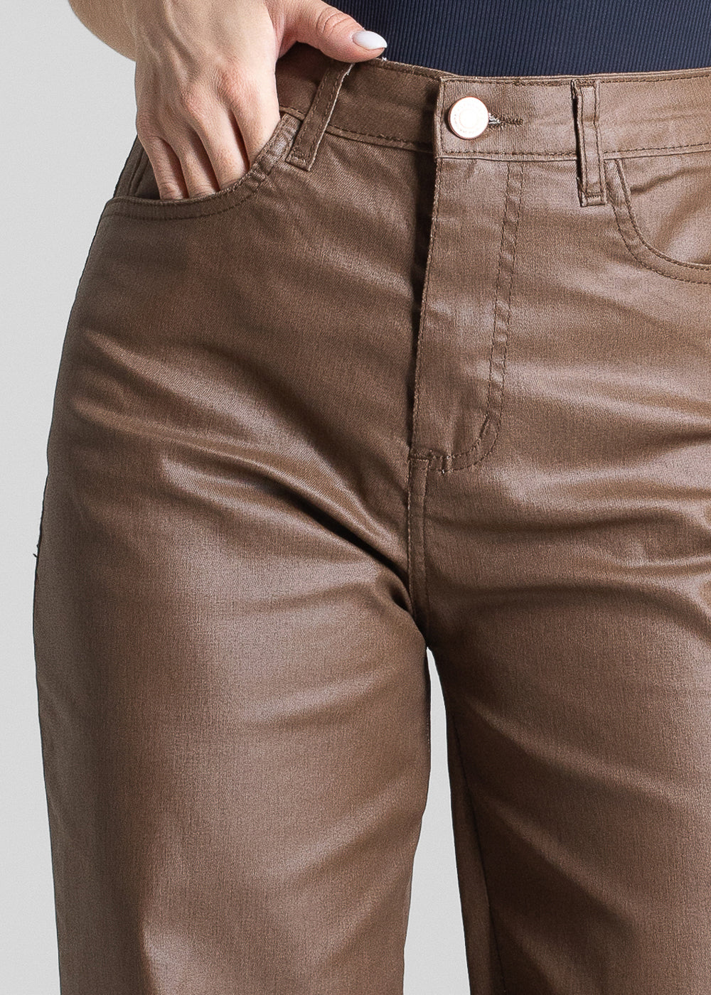 Calça Resinada Sawary Wide Leg -282514 MARROM