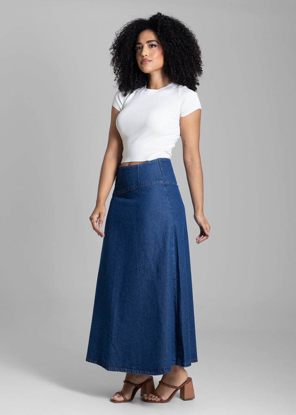 Saia Jeans Sawary Midi - 282529 AZUL