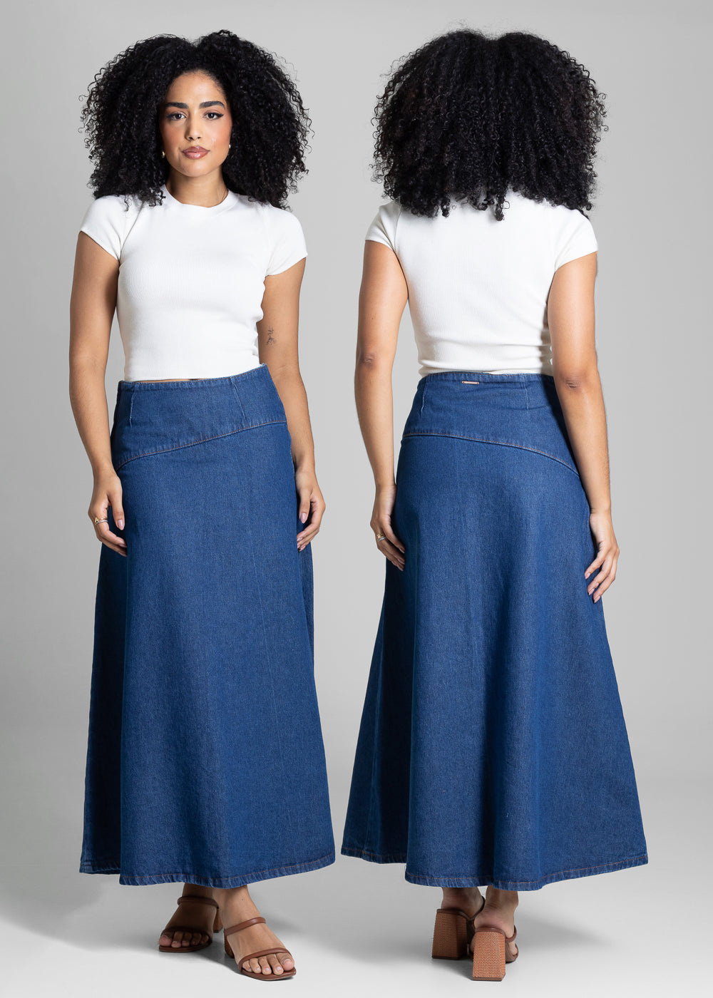 Saia Jeans Sawary Midi - 282529 AZUL