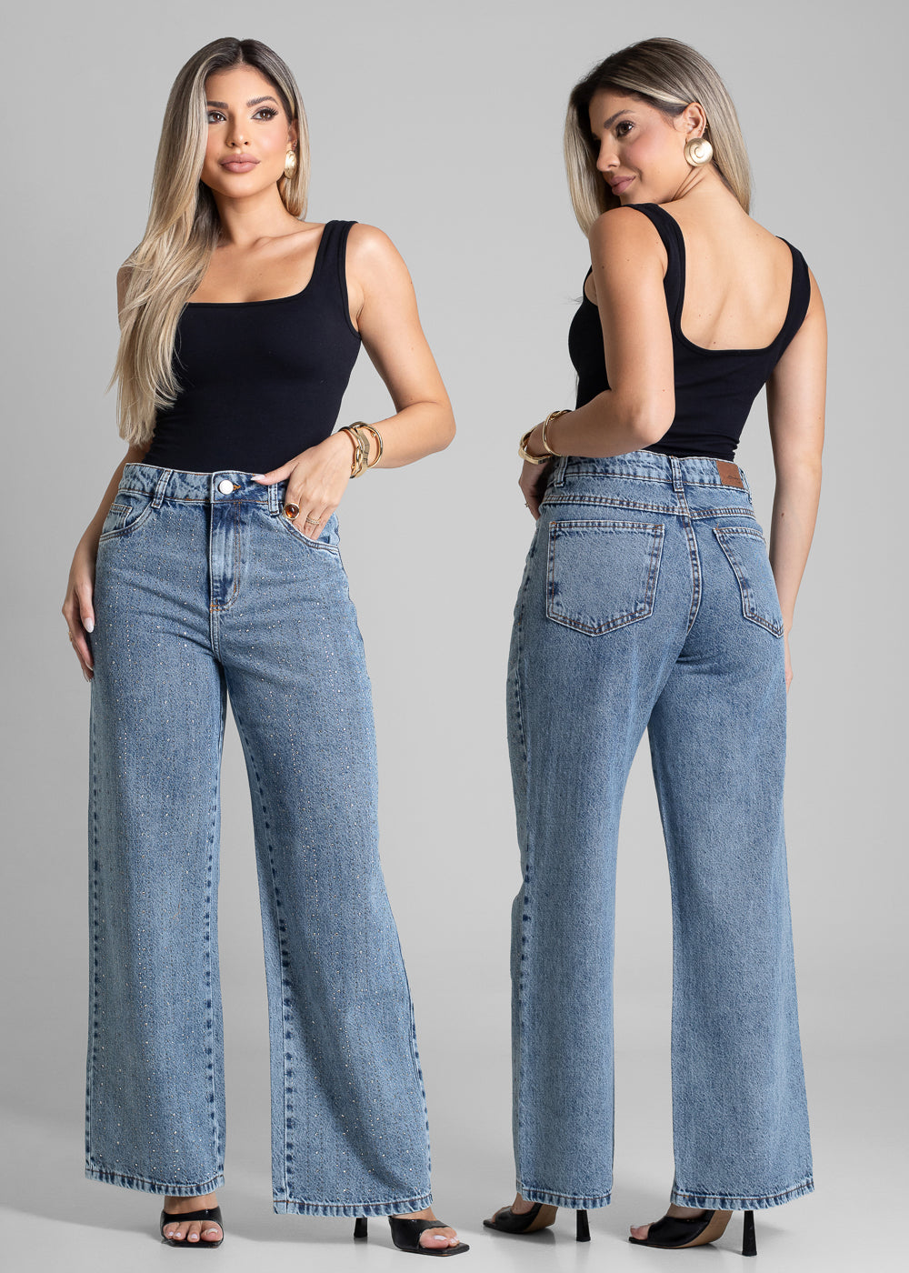 Calça Jeans Sawary Wide Leg Petit - 282569 AZUL