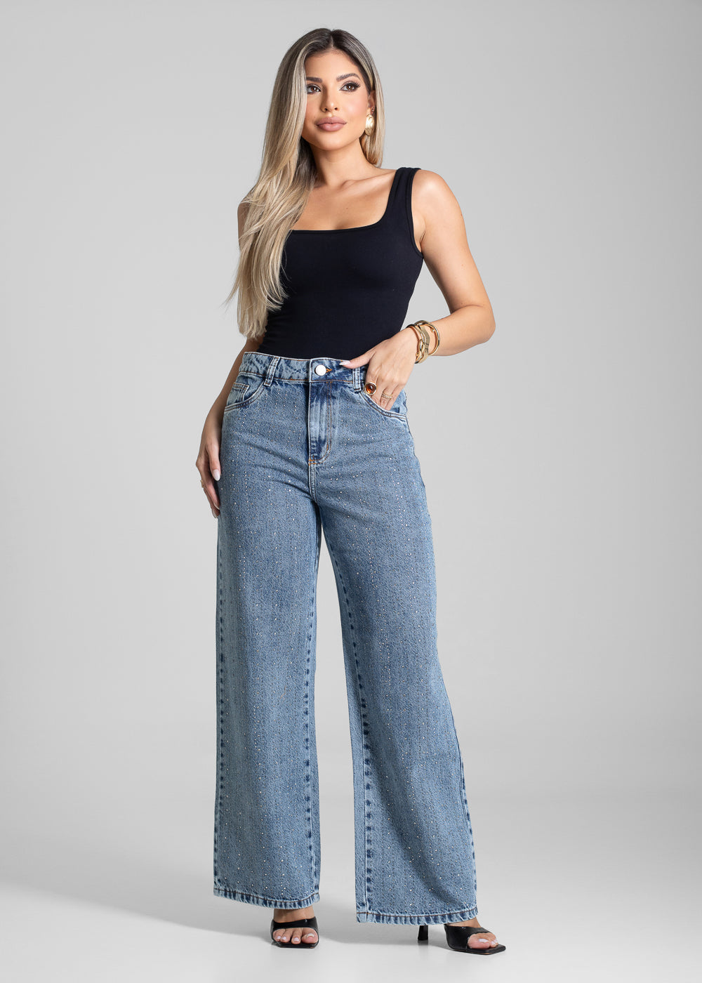 Calça Jeans Sawary Wide Leg Petit - 282569 AZUL
