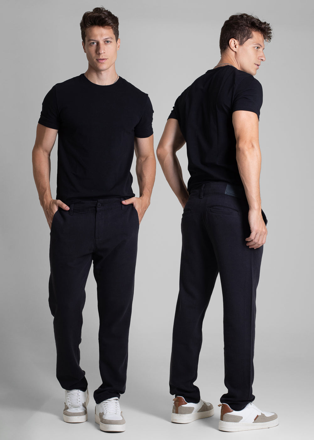 Calça Linho Sawary Slim - 282573 PRETO