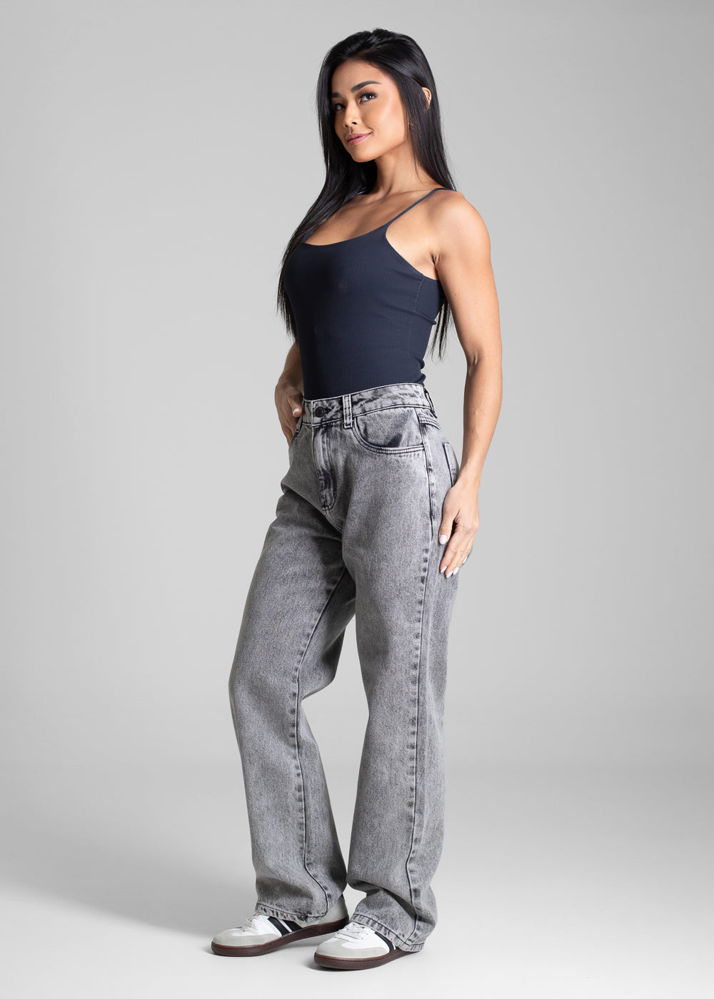 Calça Jeans Sawary Reta Petit - 282590 PRETO