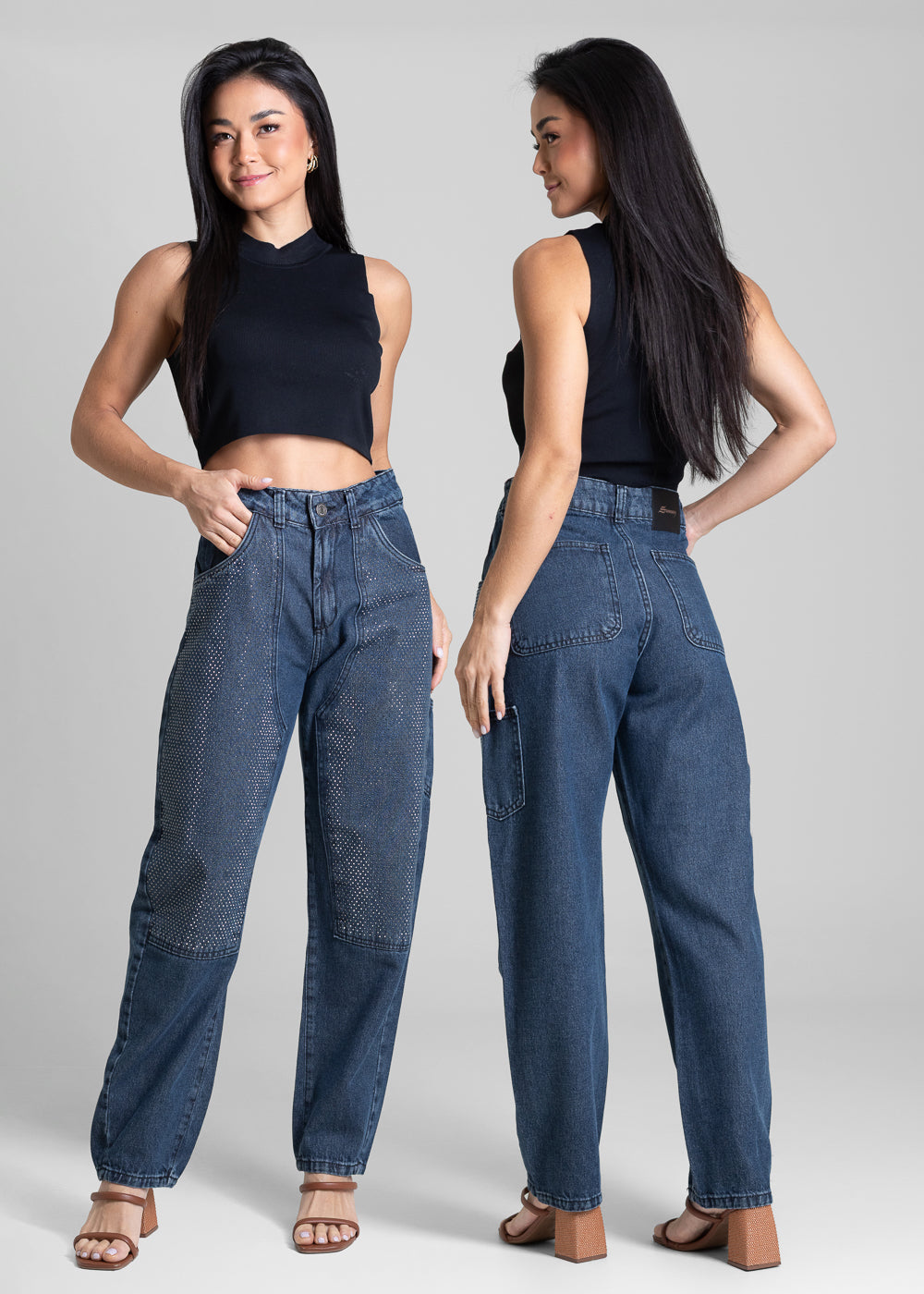 Calça Jeans Sawary Barrel - 282595 PRETO