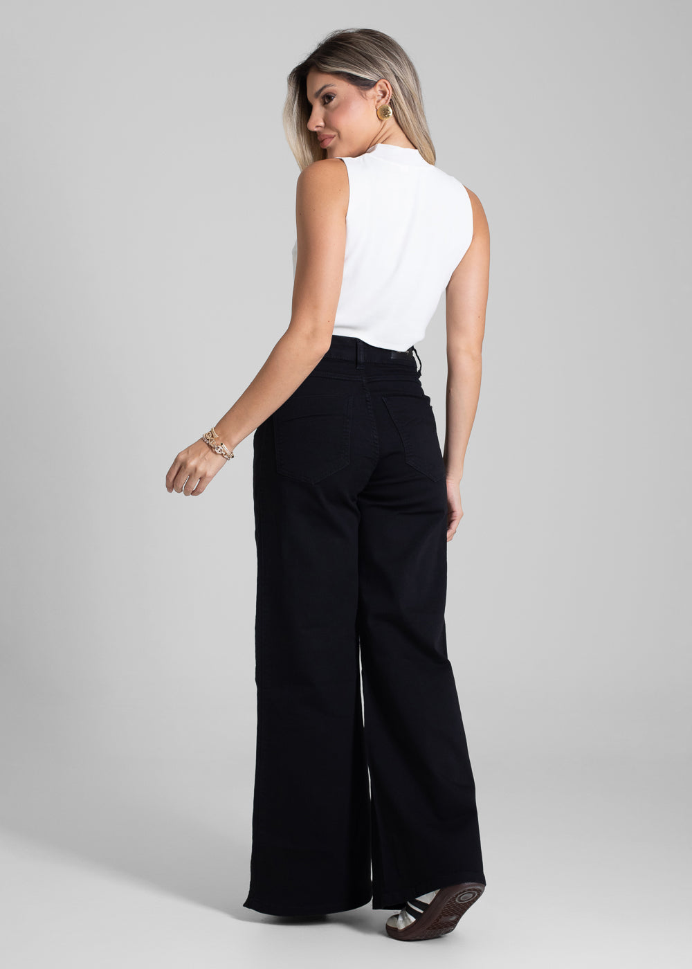 Calça Sarja Sawary Super Wide Leg Petit - 282598 PRETO