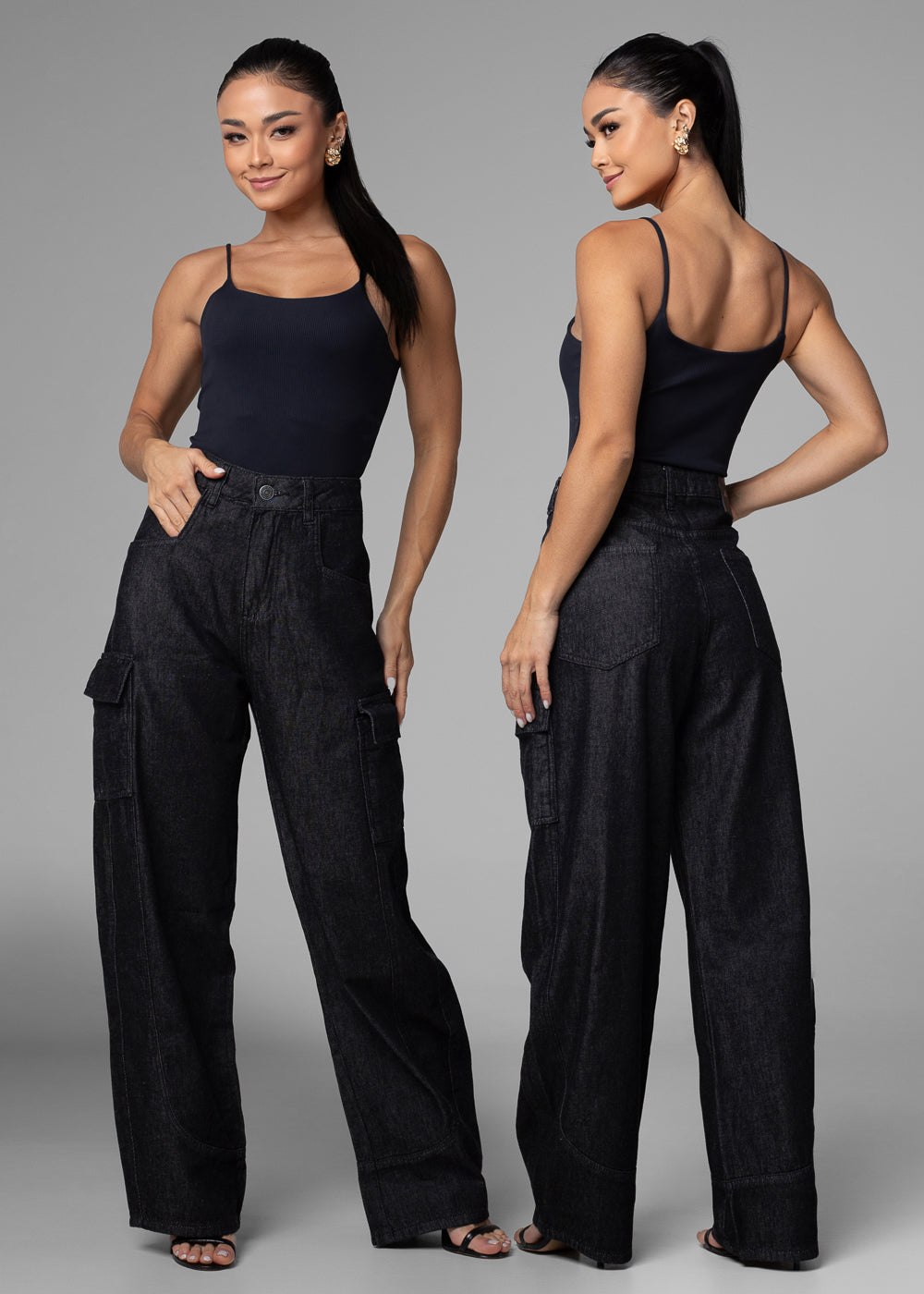 Calça Jeans Sawary Balloon - 282606 PRETO