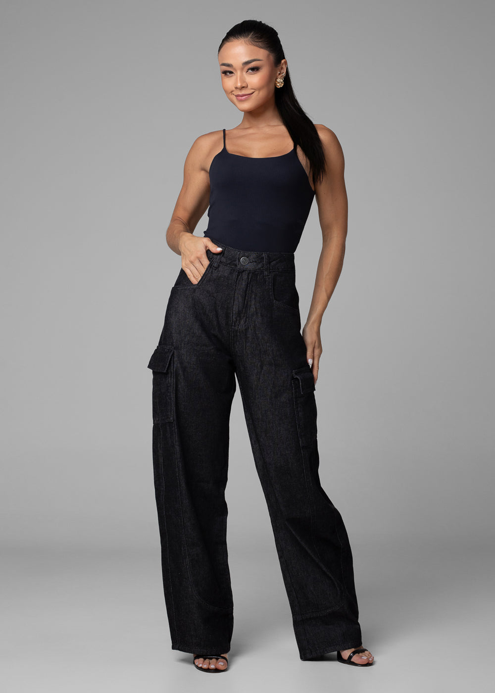 Calça Jeans Sawary Balloon - 282606 PRETO
