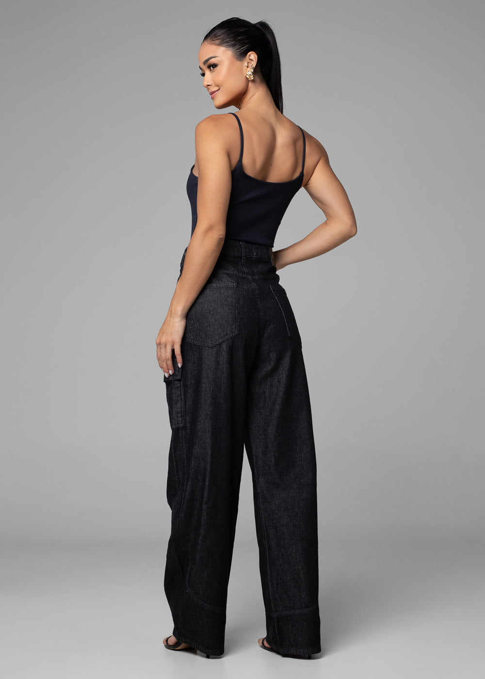 Calça Jeans Sawary Balloon - 282606 PRETO