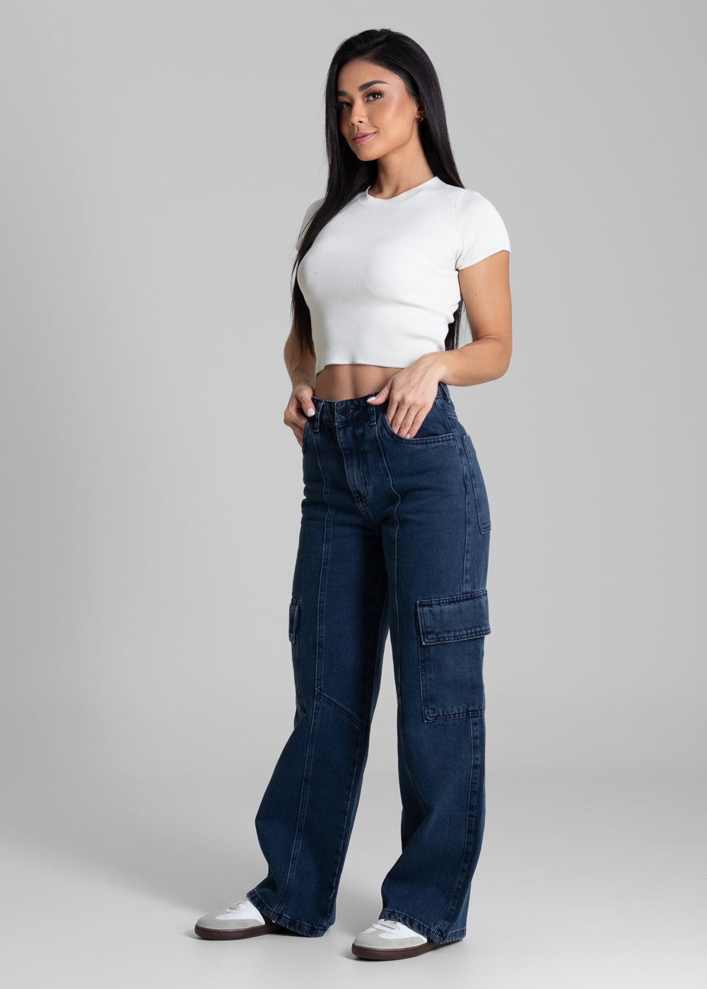 Calça Jeans Sawary Wide Leg Petit - 282616 PRETO