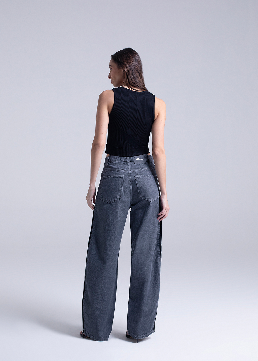 Calça Jeans Sawary Balloon Listras - 282620 GRAY