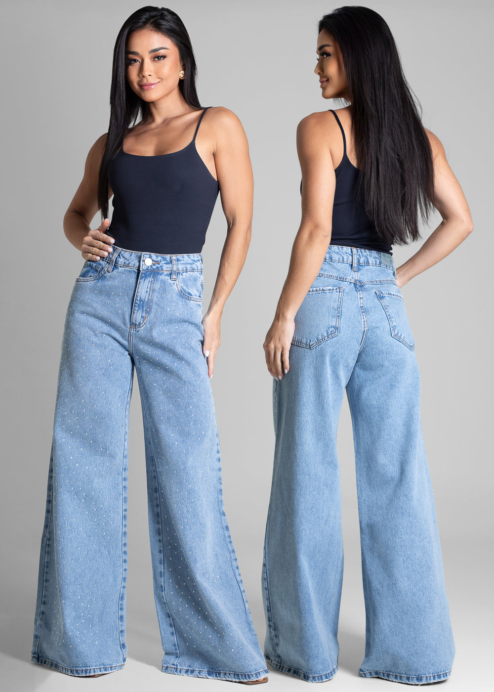 Calça Jeans Sawary Super Wide Leg - 282624 AZUL